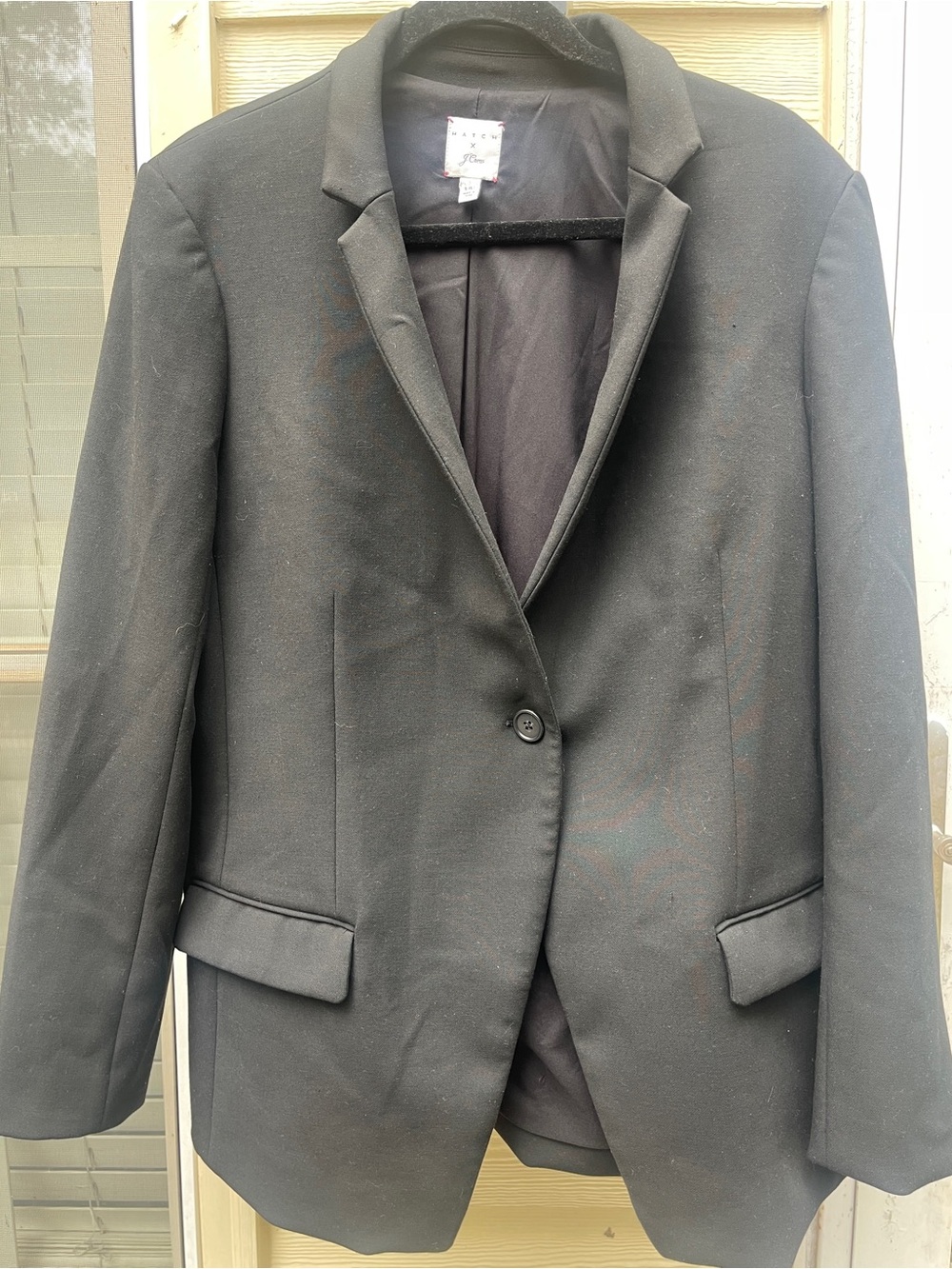Hatch x J.Crew Womens Black Solid One-Button Notch Lapel Blazer Sz 3 L/XL